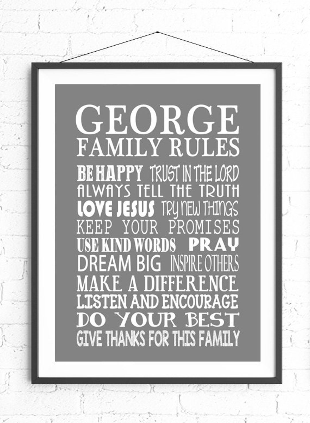 Family Rules Wall Art Personalized Family Gift Custom Sign Etsy