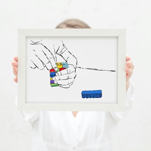Foundation - fine art reproduction print, building bricks digital illustration