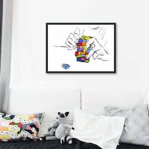 Framework - a fine art reproduction print, building bricks digital illustration