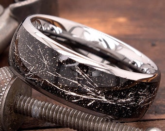de anillo de tungsteno negro ancho banda acabado - México