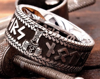 Anillo de tungsteno, anillo hecho a medida, anillo nórdico, alianza de boda, anillo vikingo, anillo rúnico, anillo de runas, alianza vikinga, anillo nórdico, personalizado