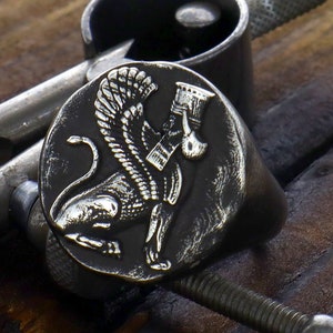 Ancient Persian Ring Signet Ring Oxidized Silver Ring Historic Persian Jewelry Historic Ring Gift Idea For Him Customized Jewelry