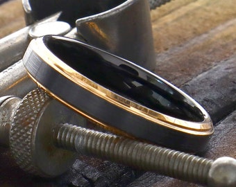 Anillo de boda de tungsteno de oro rosa de 4 mm, regalo personalizado para ella, banda de compromiso grabada personalizada