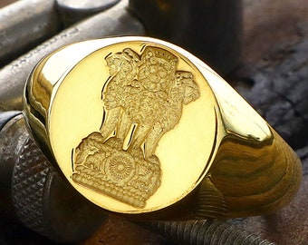 Buy Lion of Ashoka Solid Gold Signet Ring, Wax Seal Signet Ring