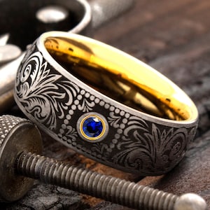 Tantalum Wedding Band, Tantalum Mens Wedding Band, Tantalum Wedding Ring, Tantalum Ring, Tantalum Sapphire Ring, Men Tantalum Ring, 8mm Ring