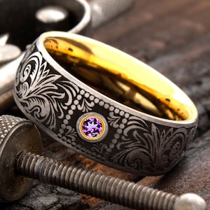 Tantalum Wedding Band, Tantalum Mens Wedding Band, Tantalum Wedding Ring, Tantalum Ring, Tantalum Amethyst Ring, Men Tantalum Ring, 8mm Ring