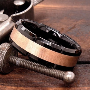 Tungsten Ring - Mens Tungsten Ring - Custom Made Ring - Wedding Band - Black Wedding Band - Mens Wedding Band Black - Rose Gold Ring
