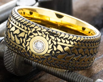 Braided Tungsten Ring, 9mm Yellow Gold Plated Band, Custom Gemstone Wedding Band for Him and Her