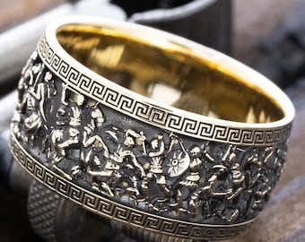 Alexander the Great Ring, Solid 14k Gold Ring, Men's Wedding Ring ...