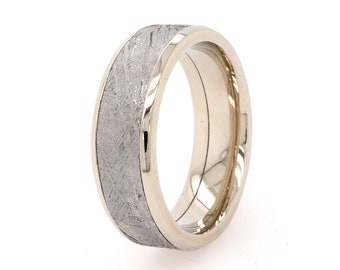 Meteorit Ring - Weißgold Meteorit Ring - Herren Gold Ring - Herren Meteorit Ring - Jahrestag Ring - Maßanfertigung Ehering - 7mm