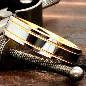 Tungsten Ring - Womens Tungsten Ring - Mens Wedding Band -  Personalized Ring - Wedding Band - 6mm Tungsten Ring - Yellow Gold Tungsten