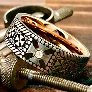 Tungsten Ring, Mens Tungsten Ring, Iron Cross Ring, Wedding Band, Gothic Ring, Tungsten Cross Ring, Viking Nordic Ring, Gothic Tungsten Ring