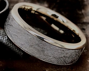 Meteorite Ring, Mens Meteorite Ring, Titanium Ring, Mens Titanium Ring, Custom Engraved Ring, Anniversary Ring, Gibeon Meteorite Ring