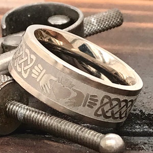 Celtic Wedding Band, Irish Wedding Band, Claddagh Ring, Celtic Knot Ring, Titanium Ring, Mens Titanium Band, Womens Titanium Ring