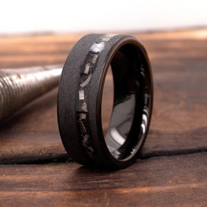 Black Meteorite Ring - Matte Black Ring - Black Wedding Band - Meteorite Ring - Black Tungsten Ring - Wedding Band - Mens Tungsten Ring