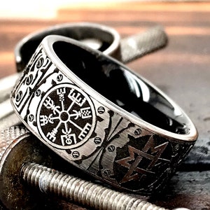 Men's Tungsten Ring, Black Wedding Band, Viking Ring, Viking Wedding Band, Norse Ring, Custom Wedding Band, Personalized Ring