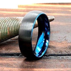 Tungsten Ring, Tungsten Band, Wedding Ring, Mens Wedding Ring, Mens Wedding Band, Promise Ring, Anniversary Ring, Blue Tungsten Ring