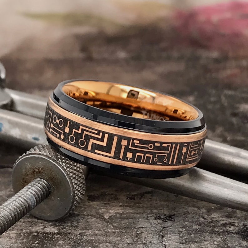 Tungsten Ring, Tungsten Band, Electric Circuit Ring, Mens Weddin Tungsten Ring, Tungsten Band, Electric Circuit Ring, Mens Weddin