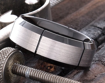 Tungsten Ring, Mens Tungsten Ring, 8mm Tungsten Ring, Personalized Ring, Wedding Band, Mens Wedding Ring, Black Tungsten Ring, Comfort Fit