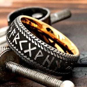 Tungsten Ring, Mens Tungsten Ring, Tungsten Wedding Band, Personalized  Ring, Tungsten Bands, Runes Ring, Viking Ring, Nordic Ring, 8mm Ring