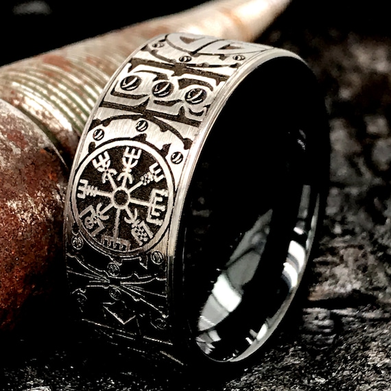 Viking Symbol Ring, Ancient Ring, Medieval Ring, Mythical Ring, Men's Ring, Family Crest Ring, Personalized Ring, Custom Made Ring, 8mm 8mm