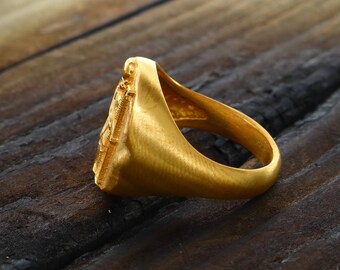 Anillo egipcio de oro de 14k Anillo de sello de oro Anillo egipcio