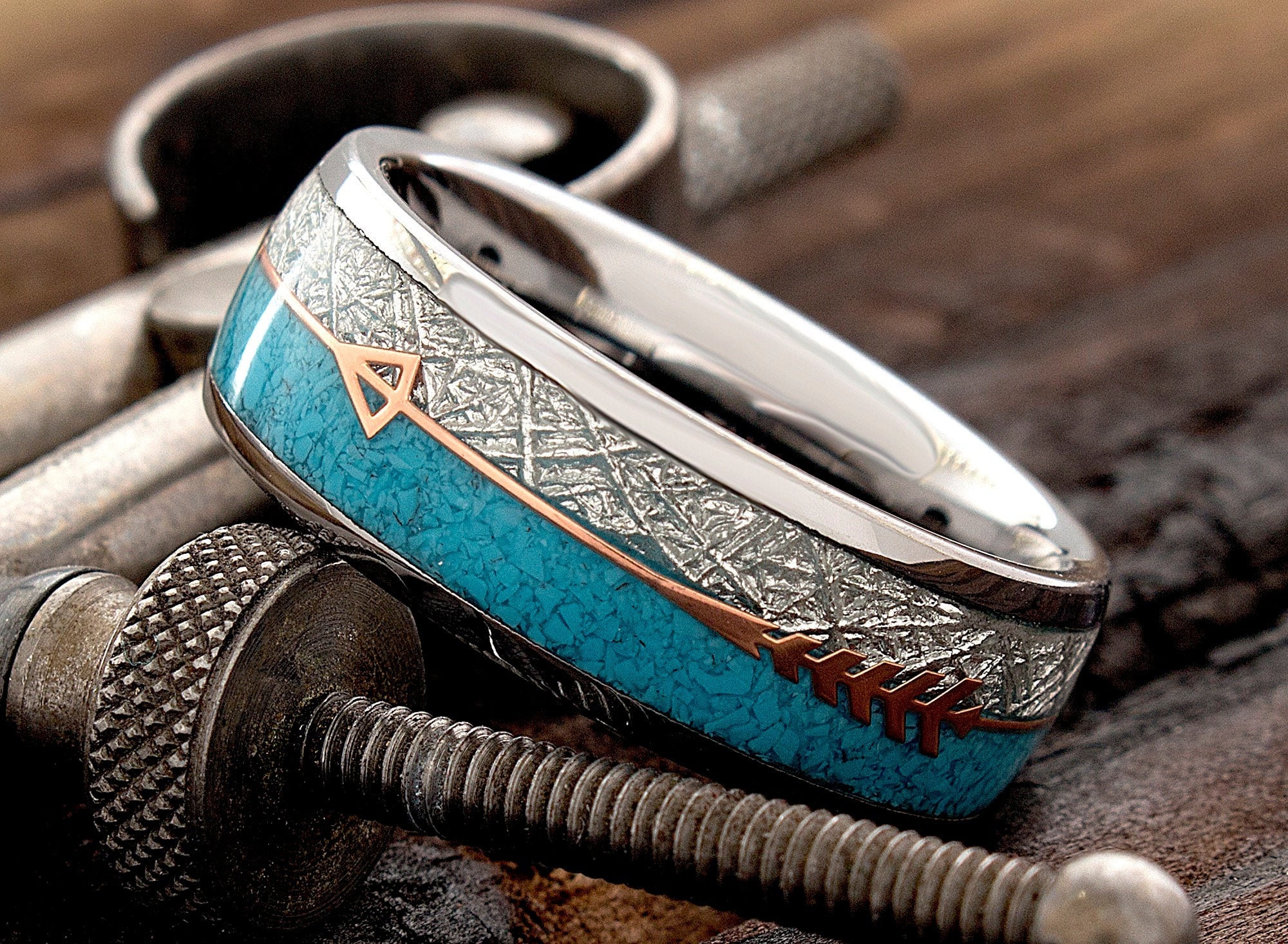 Matching turquoise wedding best sale bands