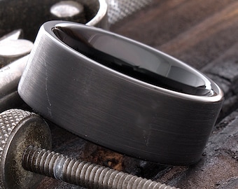 Black Tungsten Band, Mens Wedding Band, Black Tungsten Ring, Personalized ring, Mens Wedding Ring, Mens Tungsten Ring, Tungsten Ring Men