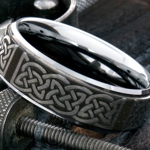 Tungsten Ring - Celtic Knot Tungten Band - Custom Gegraveerde Ring - Unieke Tungsten Ring - Gepersonaliseerde Ring - Verjaardag Ring - Promise Ring