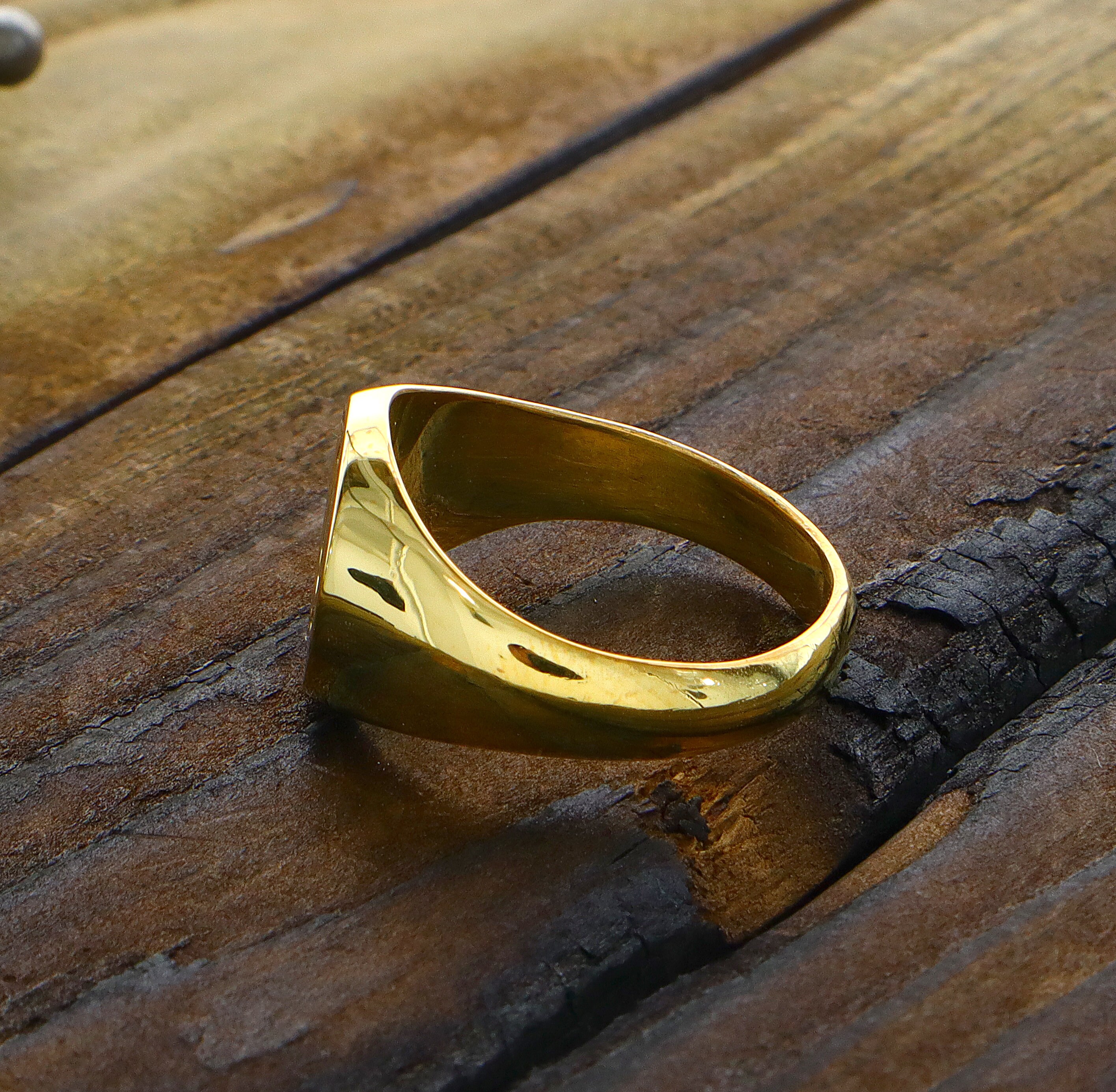 Sikh Rings Stone Sikh Khanda Gold Ring, Solid Gold Wax Seal Signet Ring, Gift for Him ...