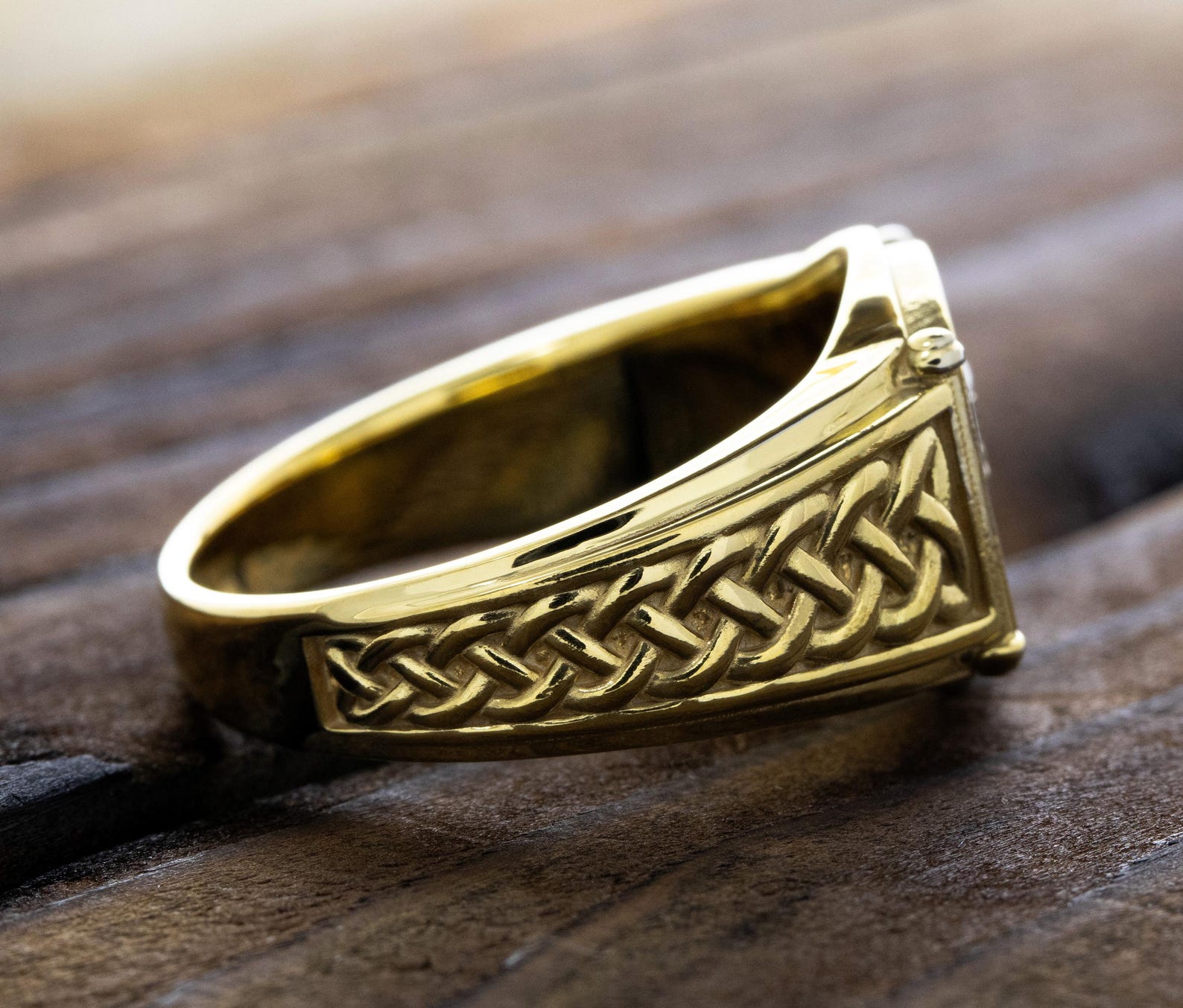 Welsh Celtic Dragon Gold Signet Ring, Celtic Braid Ring, Heraldic ...