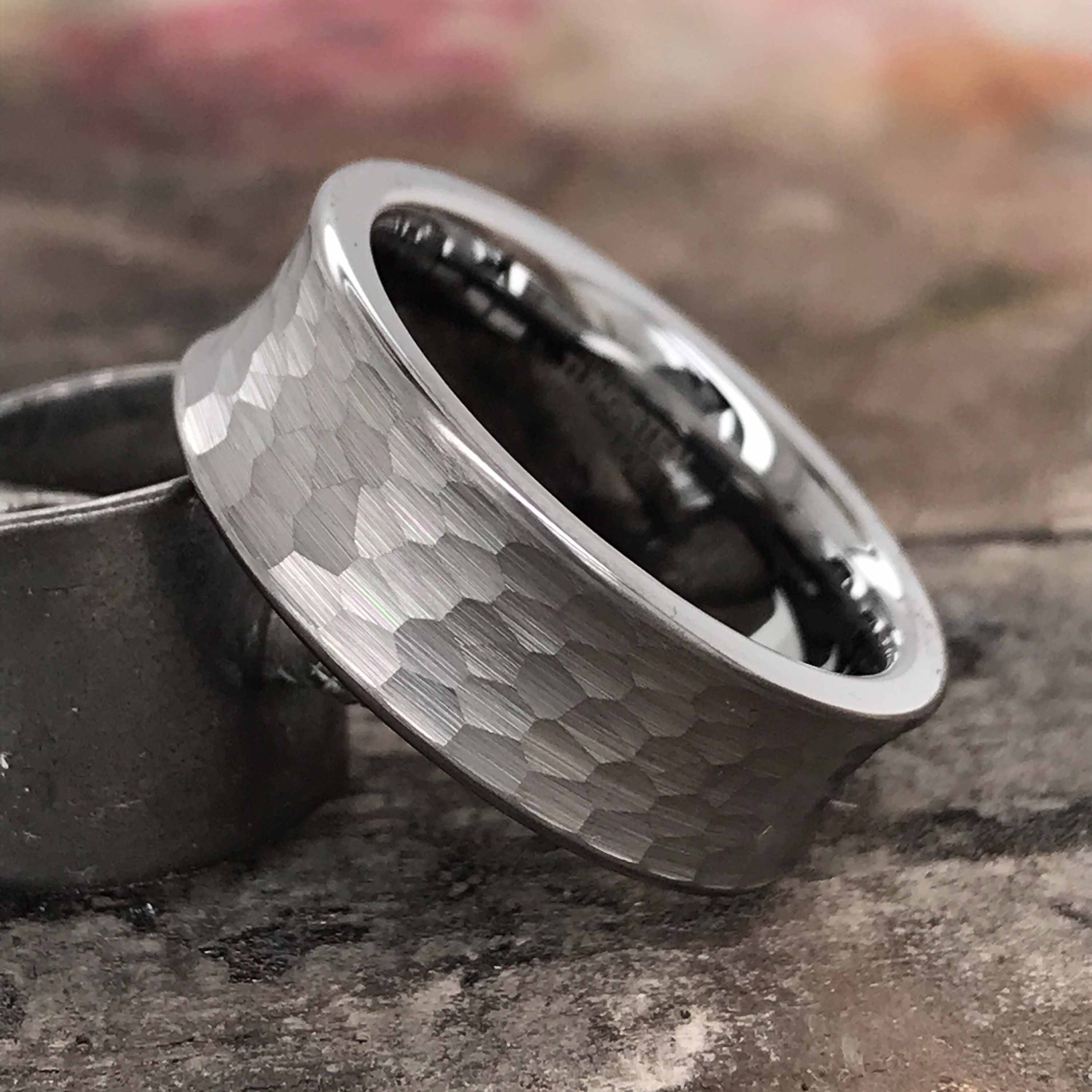 Hammered Tungsten ring 8mm Men's Ring Personalized Ring | Etsy