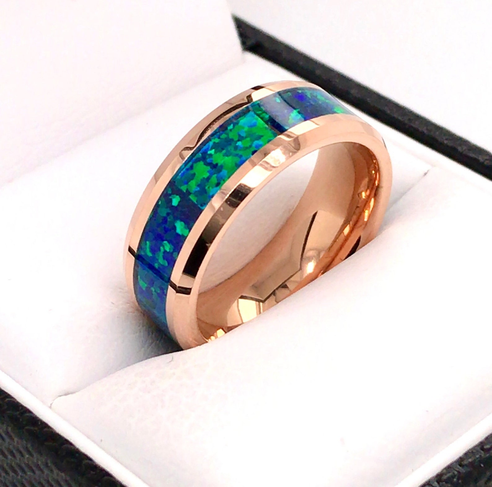 Tungsten Ring Opal Wedding Band Opal Ring for Men Womens Etsy