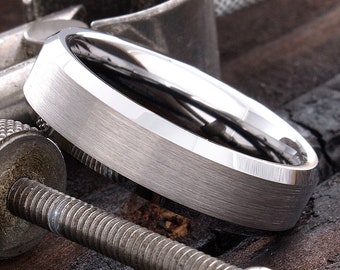 Tungsten Ring, Tungsten Band, Wedding Ring, Men Tungsten Ring, Personalized Ring, Wedding Band, 6mm Beveled Edges Tungsten Ring, Comfort Fit