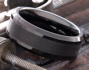 Tungsten Ring, Mens Wedding Band, Mens Wedding Ring, Black Tungsten Band, Black Tungsten Ring, Personalized Ring, Mens Tungsten Ring