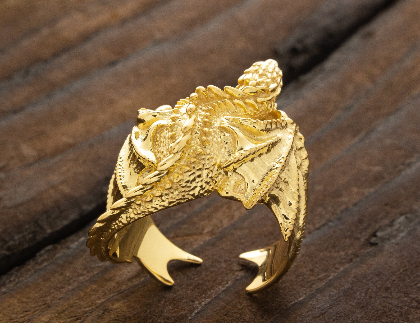 Solid Gold Dragon Ring, Mythological Fantasy Ring, Solid 14k Gold Ring ...