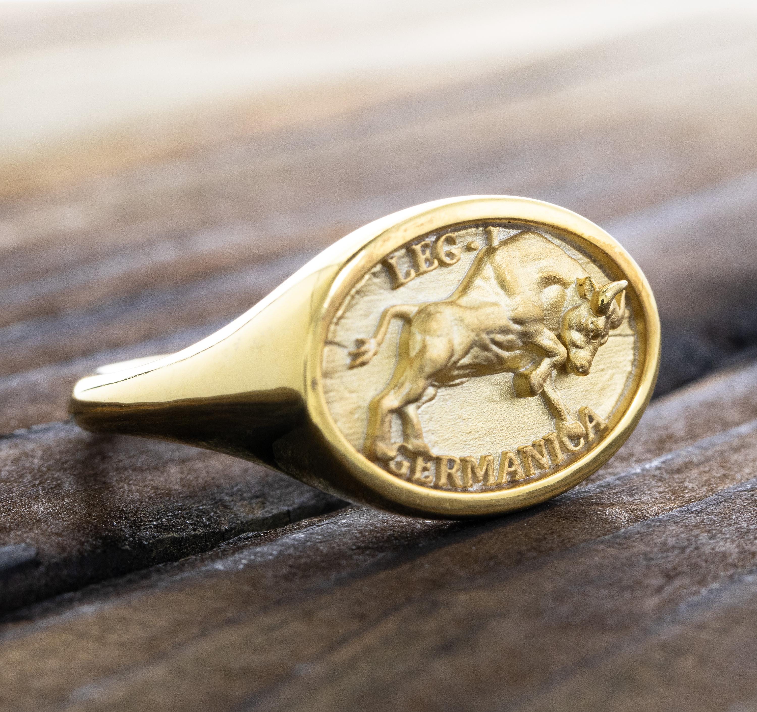 Roman Germanic Legion Gold Signet Ring, Solid 14k Gold Ancient ...
