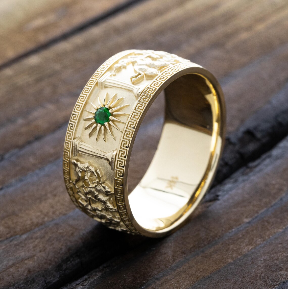 Alexander the Great Ring, Solid 14k Gold Ring, Men's Wedding Ring ...