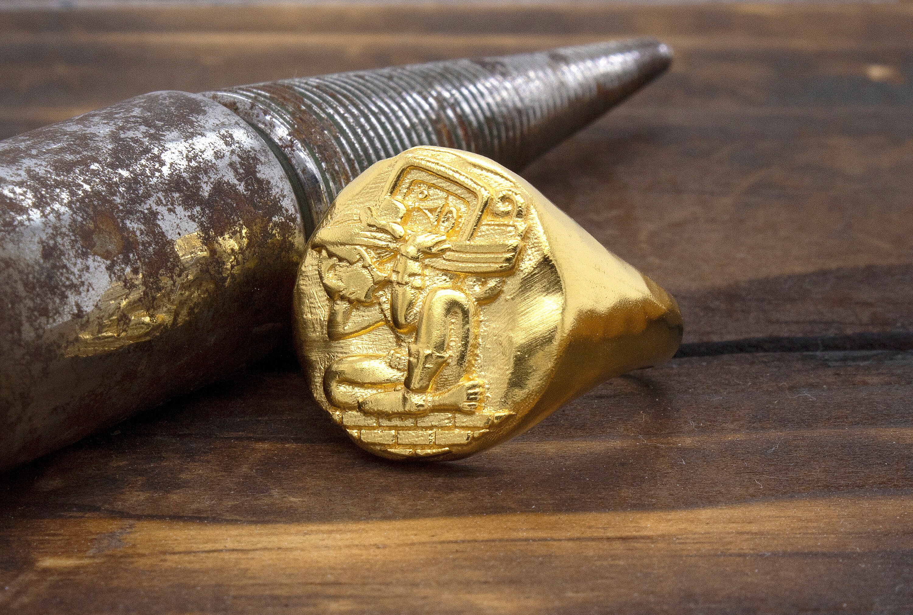 Gold Mayan Ring Mayan Calendar Ring Men's Ring Etsy