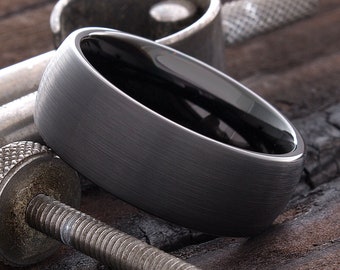 Tungsten Ring, Mens Wedding Band, Mens Wedding Ring, Black Tungsten Band, Black Tungsten Ring, Personalized Ring, Mens Tungsten Ring