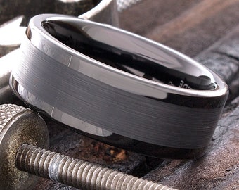 Tungsten Ring, Mens Wedding Band, Mens Wedding Ring, Tungsten, Men's Ring, Black Tungsten Band, Black Tungsten Ring, Personalized Ring