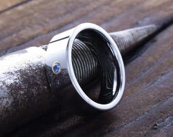 Fede Nuziale In Tungsteno Con Pietre Di Zirconia Cubica Nera - Foto 4