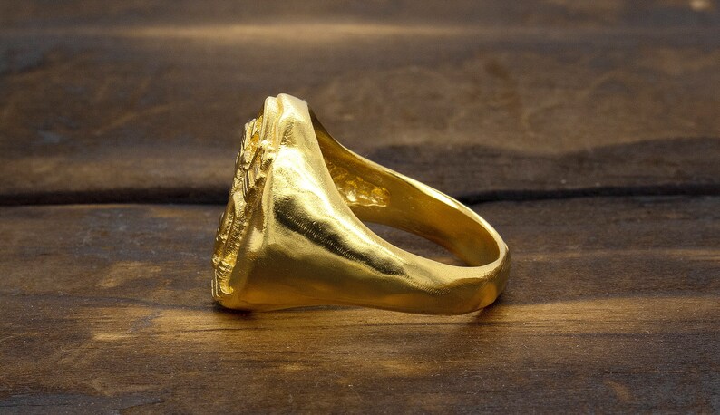 Gold Mayan Ring Mayan Calendar Ring Men #39 s Signet Ring Etsy