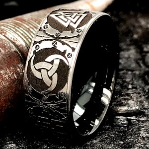 Viking Symbol Ring, Ancient Ring, Medieval Ring, Mythical Ring, Men's Ring, Family Crest Ring, Personalized Ring, Custom Made Ring, 8mm 8mm image 5