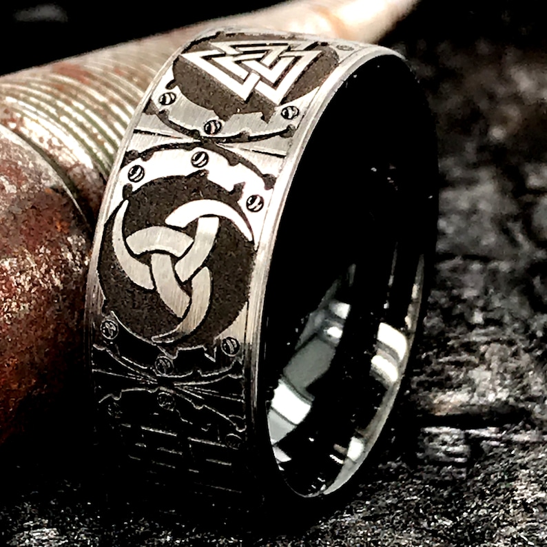 Viking Symbol Ring, Ancient Ring, Medieval Ring, Mythical Ring, Men's Ring, Family Crest Ring, Personalized Ring, Custom Made Ring, 8mm 8mm image 5