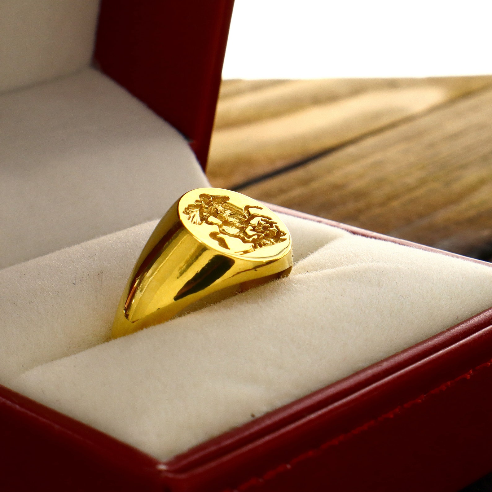 St George Dragon Slayer Ring, Saint George Ring, Wax Seal Signet Ring ...