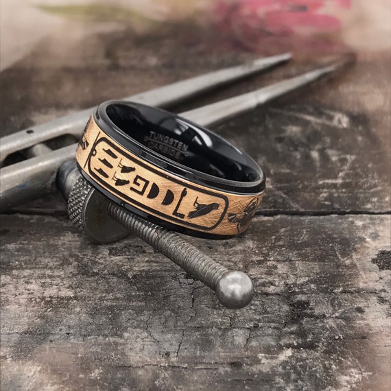 Tungsten and yellow gold mens ring deals