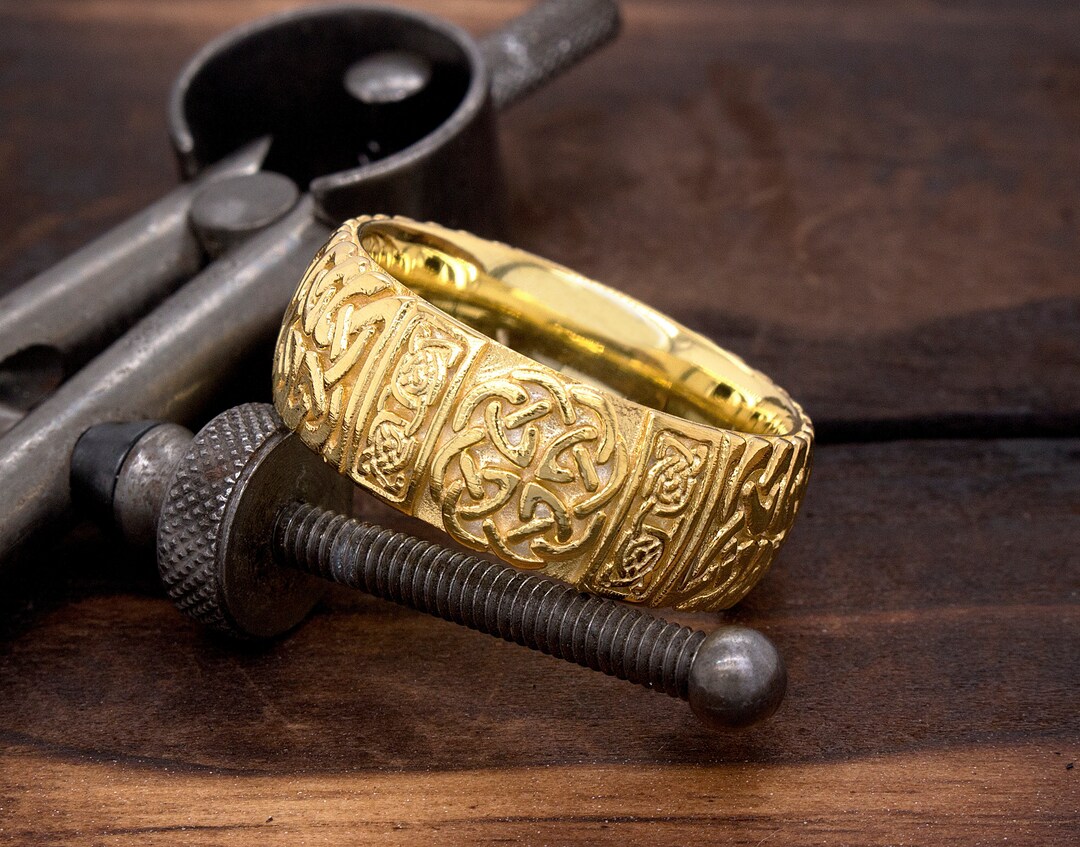 Solid Gold Celtic Knot and Braided Wedding Ring, Medieval European ...