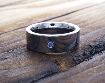 Fede Nuziale In Tungsteno Con Pietre Di Zirconia Cubica Nera - Foto 8