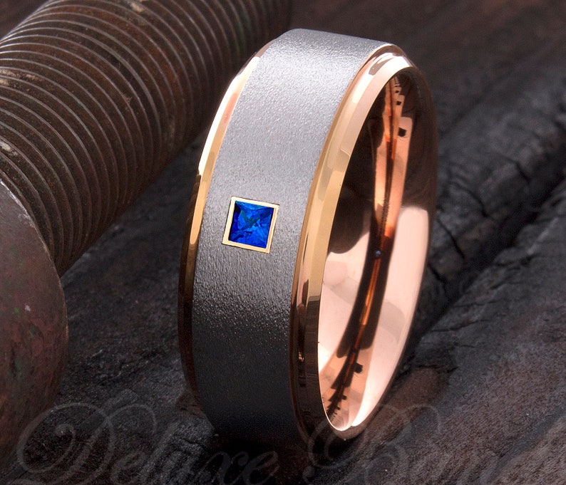 Mens Tungsten Ring Diamond Mens Ring Square Diamond Etsy